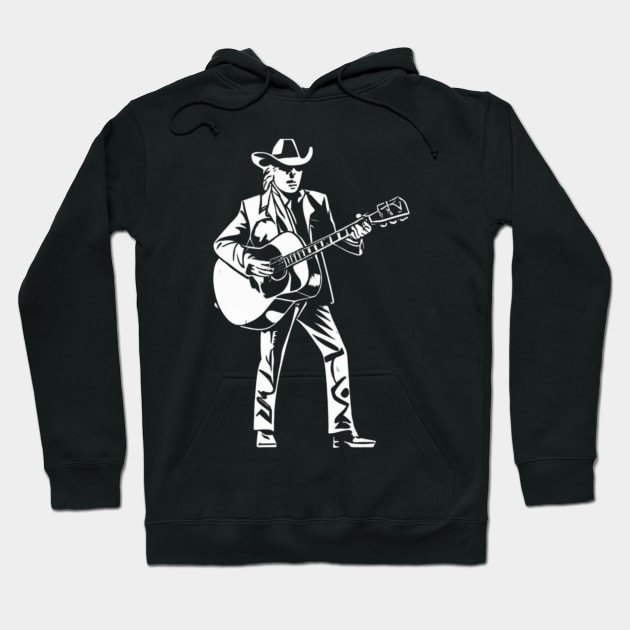 Dwight Yoakam Playing Guitar Hoodie by Aldrvnd